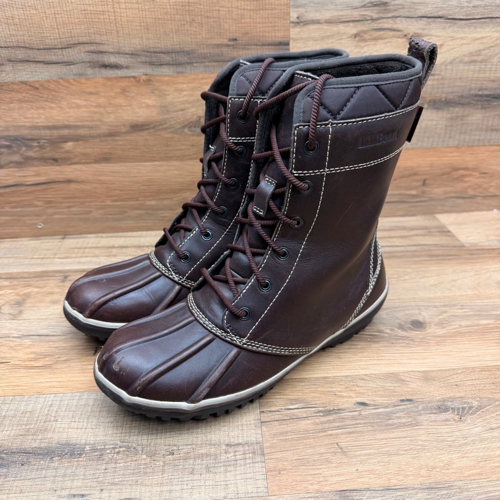 L.L. Bean Men's Brown Lace-Up Rain & Snow Boots - Picture 2 of 9